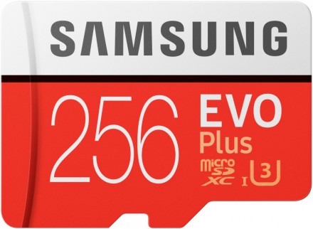 Карта памяти MicroSD Samsung EVO Plus 256Gb Class10 UHS-I с адаптером Red/White (MB-MC256HA/RU)