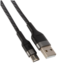 Дата-кабель UNBROKE Mane USB-Type-C 1,2 метра до 3A нейлоновая оплетка черно-серый