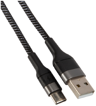 Дата-кабель UNBROKE Mane USB-Type-C 1,2 метра до 3A нейлоновая оплетка черно-серый