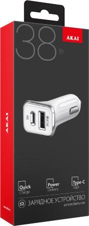 АЗУ Akai CH-6D06 USB-A USB-C 38W White