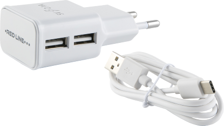 СЗУ RedLine NT-2A 2xUSB 2.1A + дата-кабель RedLine Type-C Белое