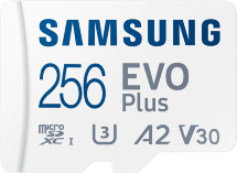 Карта памяти MicroSDXC Samsung Evo Plus 256Гб UHS-1 U3 A2 V30 с адаптером Белая