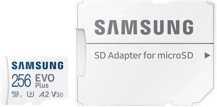 Карта памяти MicroSDXC Samsung Evo Plus 256Гб UHS-1 U3 A2 V30 с адаптером Белая