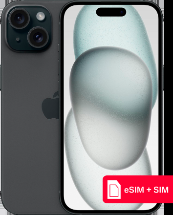 Смартфон Apple iPhone 15 256Gb eSIM + SIM Черный