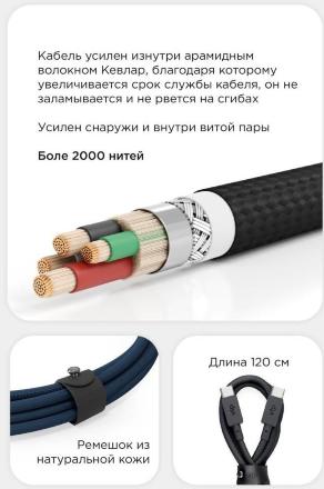 Дата-кабель VLP Nylon Cable USB-C-USB-C 60W 1.2 м Темно-синий