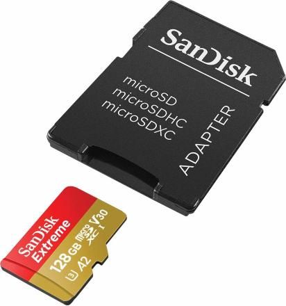 Карта памяти MicroSDXC SanDisk 128GB Class10 c адаптером V30 UHS-I U3 black (SDSQXA1-128G-GN6MA)