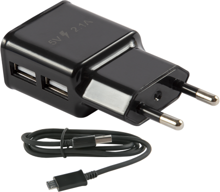 СЗУ RedLine NT-2A 2xUSB 2.1A + дата-кабель microUSB Black