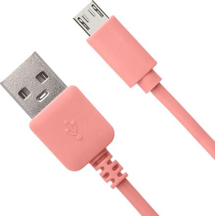 Дата-кабель PrimeLine 7238 microUSB 1м розовый