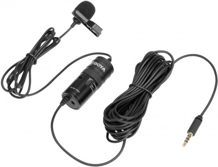 Микрофон Boya BY-M1Pro универсальный петличный с функцией мониторинга и регулировкой усиления Black