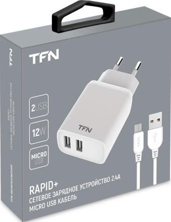 СЗУ TFN 2USB Rapid+кабель MicroUSB 2.4А White