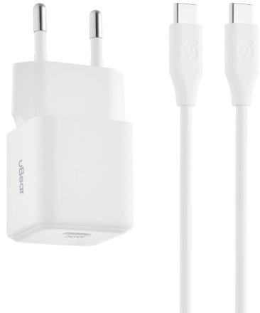 СЗУ uBear Bridge Combo USB-C 20 Вт GaN USB-C-USB-C Белое