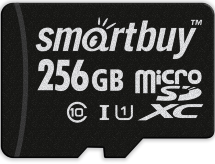 Карта памяти MicroSDXC Smartbuy microSDHC 256GB Сlass 10 UHS-I с адаптером Черная