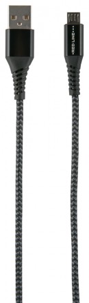 Дата-кабель RedLine USB-microUSB текстиль Black
