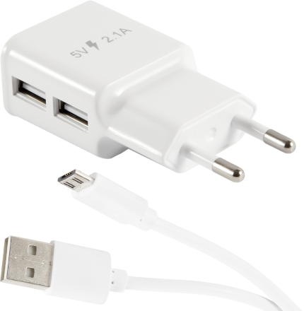 СЗУ RedLine NT-2A 2xUSB 2.1A + дата-кабель microUSB белое