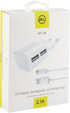 СЗУ RedLine NT-2A 2xUSB 2.1A + дата-кабель microUSB белое