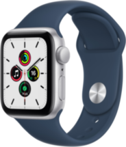 Часы Apple Watch SE GPS 40мм корпус из алюминия серебро + ремешок синий (MKNY3RU/A)