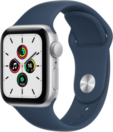 Часы Apple Watch SE GPS 40мм корпус из алюминия серебро + ремешок синий (MKNY3RU/A)