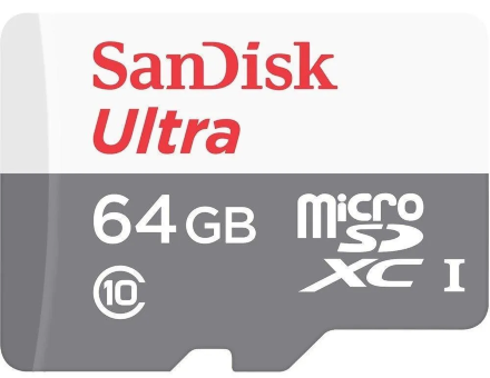 Карта памяти MicroSDXC SanDisk Ultra 64 GB Class 10 UHS-1 Черно-белая (SDSQUNR-064G-GN3MN)