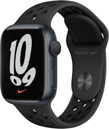 Часы Apple Watch Nike Series 7 GPS 41мм корпус из алюминия Темная ночь + ремешок Черный (MKN43RU/A)