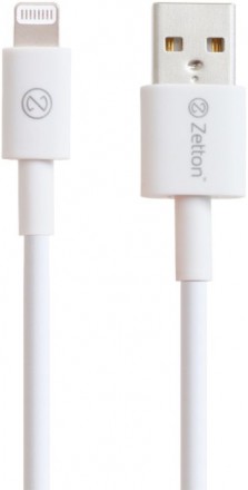 Дата-кабель Zetton USB-A-Lightning MFI 1м White (ZTUSBMFI3A8)
