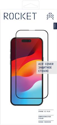 Стекло защитное Rocket Air Cover 2.5D для iPhone 15 Plus Черная рамка