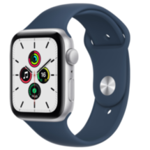 Часы Apple Watch SE GPS 44мм корпус из алюминия серебро + ремешок синий (MKQ43RU/A)