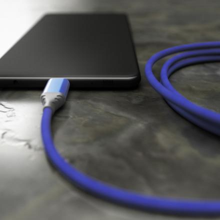 Дата-кабель Akai CE-610 USB-A-Lightning оплетка текстиль Blue