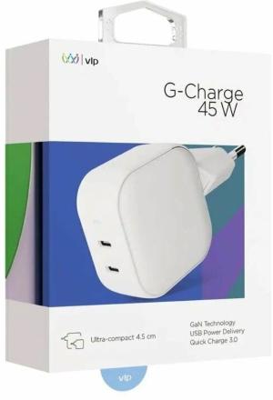 СЗУ VLP G-Charge 45Вт USB-C+USB-С PD QC Белое