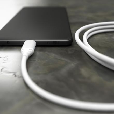Дата-кабель Akai CE-610 USB-A-Lightning оплетка текстиль White