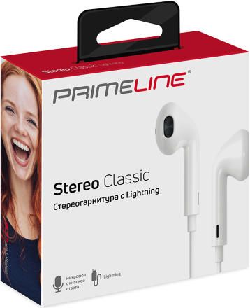 Наушники PrimeLine Stereo Classic lightning Белые