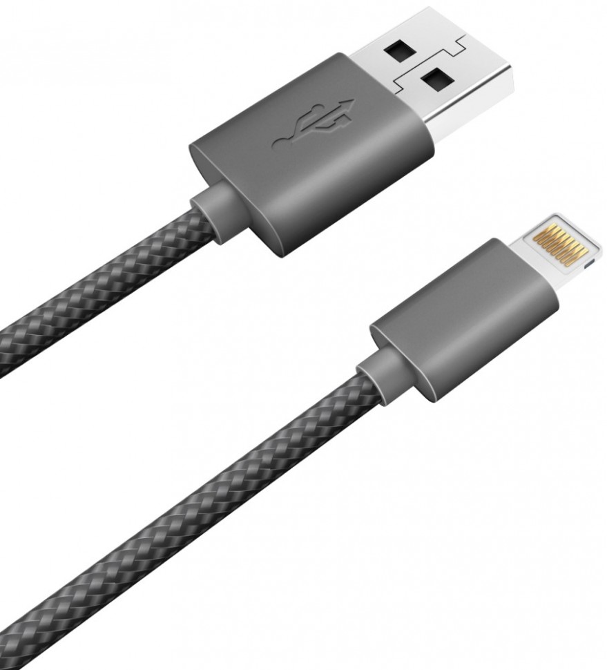 Дата-кабель Akai CE-608 USB-A 8-pin 1A текстиль Black Дата-кабель Akai CE-608 USB-A 8-pin 1A текстиль Black