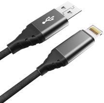 Дата-кабель Akai CE-610 USB-A-Lightning оплетка текстиль Black