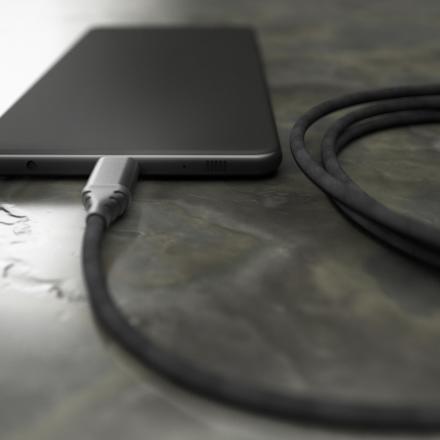 Дата-кабель Akai CE-610 USB-A-Lightning оплетка текстиль Black