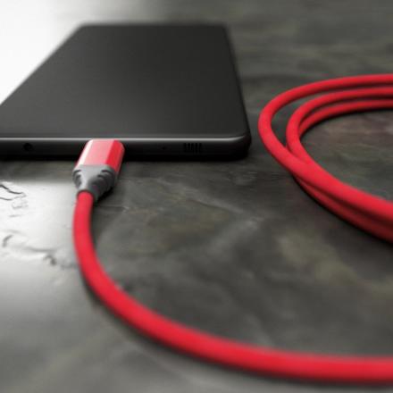 Дата-кабель Akai CE-610 USB-A-Lightning оплетка текстиль Red