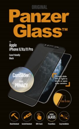 Стекло защитное PanzerGlass iPhone 11 Pro CamSlider Privacy черная рамка