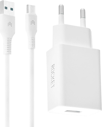 СЗУ Rocket Base Combo USB-A 10.5W + дата-кабель USB-A - Type C Белое