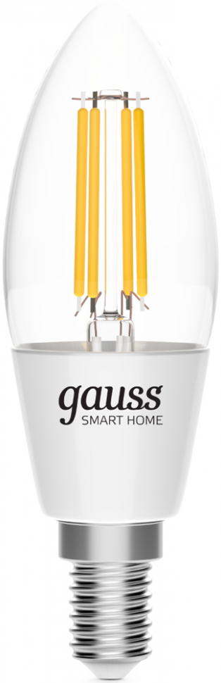 Умная лампочка Gauss 4,5 Вт С35 E14 прозрачная Умная лампочка Gauss 4,5 Вт С35 E14 прозрачная