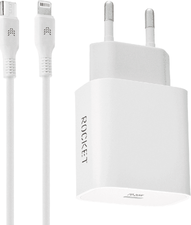 СЗУ Rocket Space Combo USB-C 20W + дата-кабель Type C - Lightning Белое