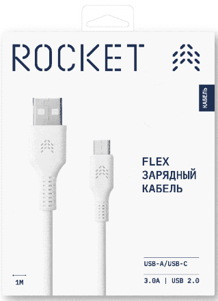 Дата-кабель Rocket Flex USB-C - Lightning 1 м Белый