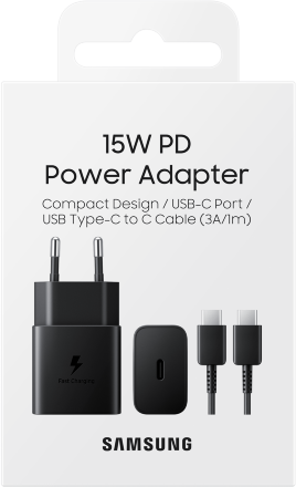 СЗУ Samsung USB Type-C + дата-кабель Type-C с функцией быстрой зарядки 15W Black (EP-T1510XBEGRU)