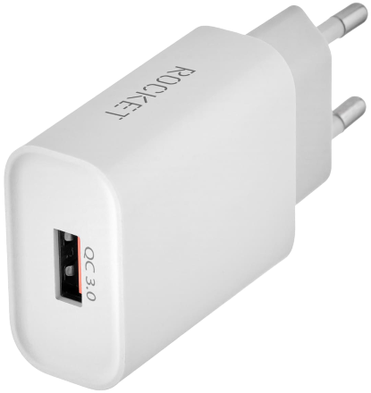 СЗУ Rocket Slot Combo USB-A 18W + дата-кабель USB-A - Type C Белое