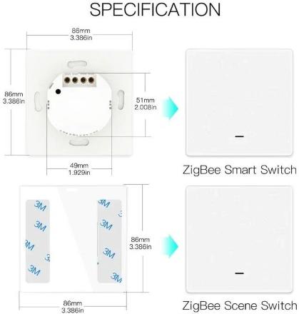 Умный выключатель MOES Gang Smart Switch ZS-B-EU1, Zigbee, 95-250 В Белый