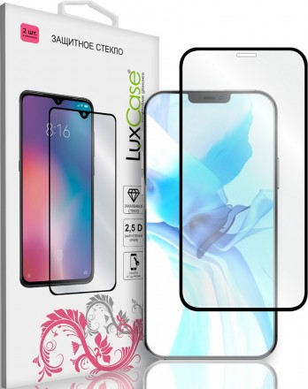 Стекло защитное LuxCase Apple iPhone 12 Pro Max черная рамка 2 шт