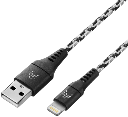 Дата-кабель Rocket Contact USB-A - Lightning 1м оплётка нейлон Черно-белый