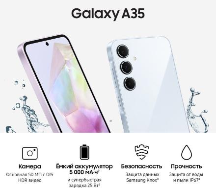 Смартфон Samsung Galaxy A35 8/128 Гб 5G Голубой