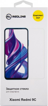 Стекло защитное RedLine Xiaomi Redmi 9C прозрачное 2 шт