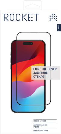 Стекло защитное Rocket Edge 3D Cover для iPhone 15 Plus Черная рамка