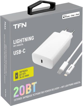 СЗУ TFN WC15 + дата-кабель Type-C-Lightning 20W White