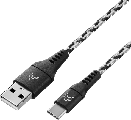 Дата-кабель Rocket Contact USB-A - USB-C 1м оплётка нейлон Черно-белый