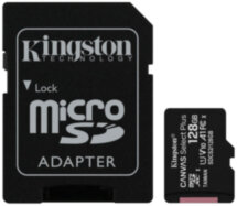 Карта памяти MicroSDHC Kingston Canvas Select Plus 128Gb Class10 с адаптером Black